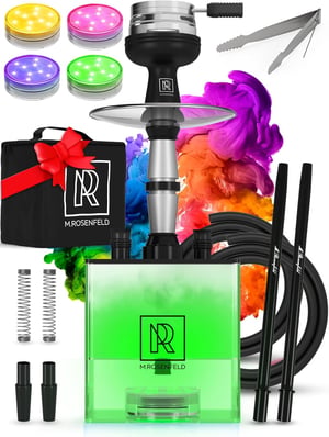 M. ROSENFELD Shisha Set Kompletan Prijenosni Set s Torbom - Set za Vodenu Lululu s HMD Glavom, Usnikom, Aluminijskom Cijevi za Uranjanje, Zeleni