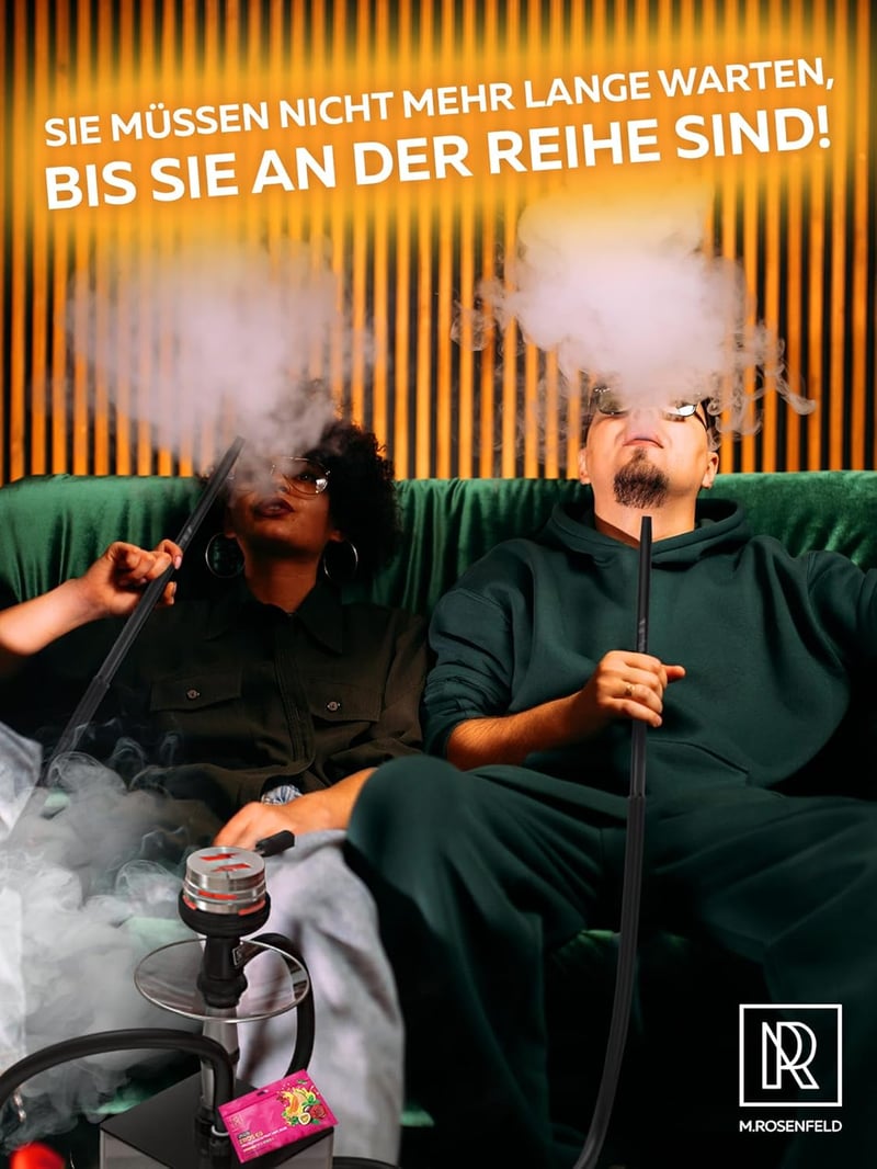 M. ROSENFELD Shisha Szett Komplett Hordozható Táskával - Vízipipa Készlet HMD Fejjel, Szipkával, Alumínium Merülőcsővel, Zöld