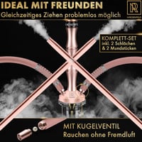Narghilea M. ROSENFELD 85cm cu 2 furtunuri - Set XL Complet cu LED, Coloană din oțel-aluminiu gravată, Rose Gold 4