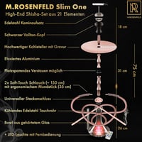 Narghilea M. ROSENFELD 85cm cu 2 furtunuri - Set XL Complet cu LED, Coloană din oțel-aluminiu gravată, Rose Gold 7