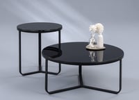 Măsuță de cafea modernă M2 Kollektion Boston 1 – Ø 50 cm, înălțime 51 cm – cu blat din sticlă neagră, cadru metalic vopsit electrostatic, design minimalist 4