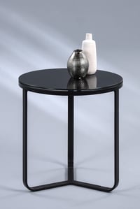 Măsuță de cafea modernă M2 Kollektion Boston 1 – Ø 50 cm, înălțime 51 cm – cu blat din sticlă neagră, cadru metalic vopsit electrostatic, design minimalist 5