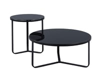 Măsuță de cafea modernă M2 Kollektion Boston 1 – Ø 50 cm, înălțime 51 cm – cu blat din sticlă neagră, cadru metalic vopsit electrostatic, design minimalist 2