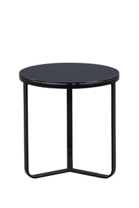 Măsuță de cafea modernă M2 Kollektion Boston 1 – Ø 50 cm, înălțime 51 cm – cu blat din sticlă neagră, cadru metalic vopsit electrostatic, design minimalist 1