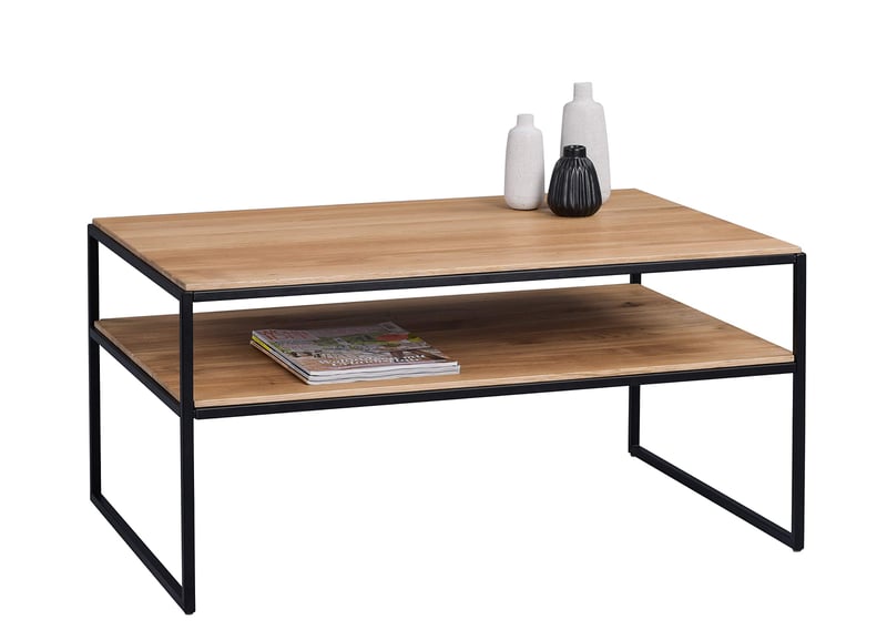 M2 kolekcija Mika 2 stolić za kavu/pomoćni stolić 90x60x45 cm – masivni divlji hrast, nauljena površina s pločom debljine 12 mm