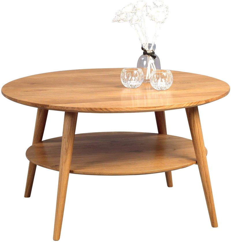 Okrúhly konferenčný stolík M2 Kollektion Stella 247222 z masívneho naolejovaného divokého duba, priemer 80 cm, výška 45 cm