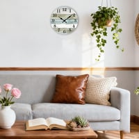 Nástenné hodiny Mabpedo, tiché, bez tikania, drevené, na batérie, 20 cm, vidiecky retro a prímorský štýl, dekorácia do kuchyne, spálne, kúpeľne, svetlé 2