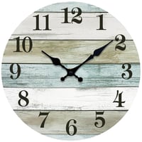 Nástenné hodiny Mabpedo, tiché, bez tikania, drevené, na batérie, 20 cm, vidiecky retro a prímorský štýl, dekorácia do kuchyne, spálne, kúpeľne, svetlé 1