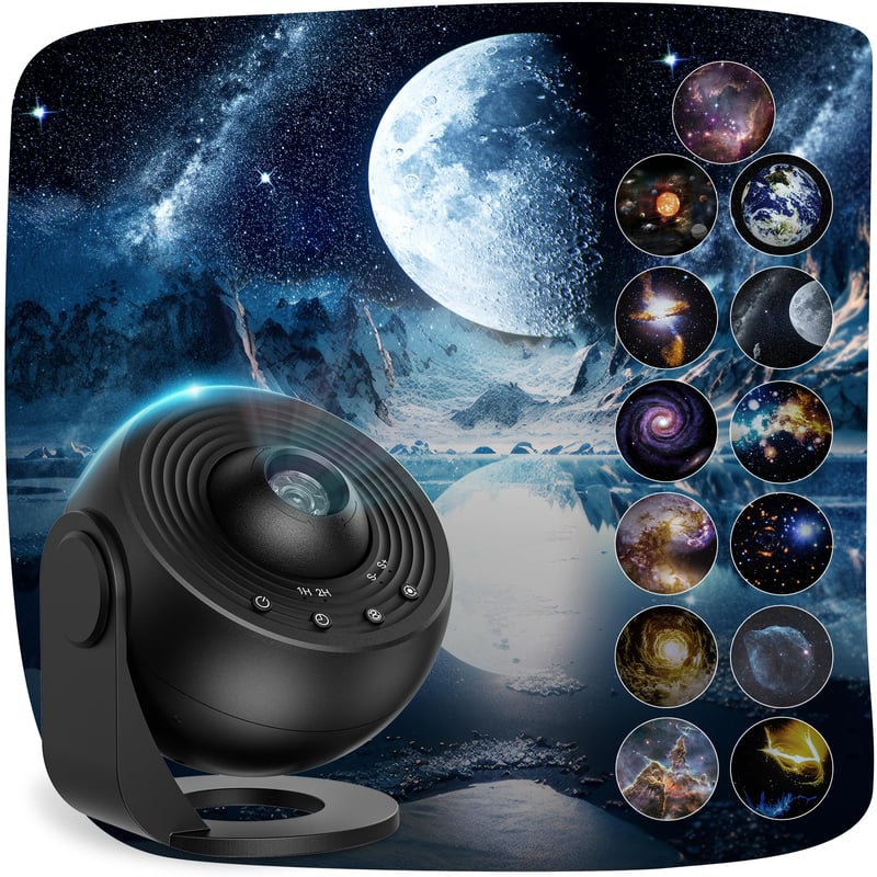 Proiector de stele Macchiatto Upgrade cu 13 discuri planetare, lampă galaxie cu temporizator, proiector planetariu pentru copii și adulți, pentru decorarea camerei