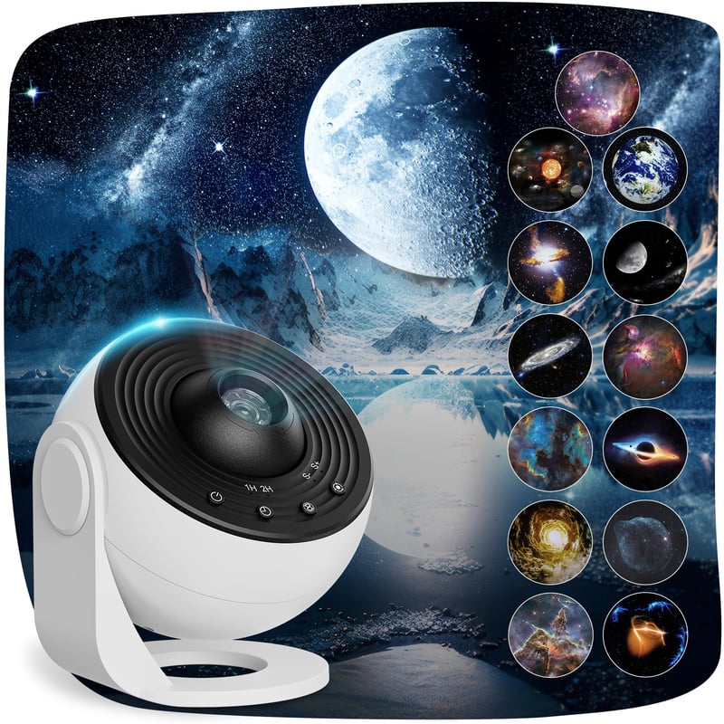 Vylepšený projektor hviezdnej oblohy Macchiatto s 13 planétovými diskmi, LED planetáriová lampa s časovačom, dekorácia do izby pre deti a dospelých