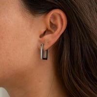 Made by Nami Négyzet Alakú Ezüst Karika Fülbevaló Nőknek - Vízálló Rozsdamentes Acél Ékszer Ajándék Barátnőnek 2