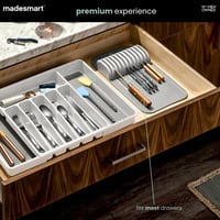 madesmart 29002 Classic veľký organizér na nože do zásuvky, protišmykový, bez BPA, biely/sivý, 38,3x20,8x5 cm 2
