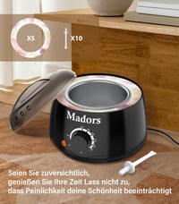 Ohrievač vosku Madors na depiláciu – na celé telo, tyčinky na chĺpky v nose (10 ks) + protišmykový krúžok (5 ks), na domáce použitie 6