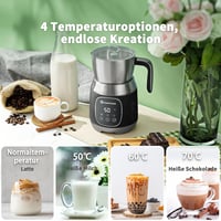 Maestri House DualFro 600 Elektromos Tejhabosító 12-az-1-ben, 600ml Rozsdamentes Acél Tejgőzölő Változtatható Hőmérséklettel 3