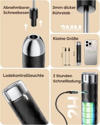 Maestri House LunaFro 2.0 USB-s tejhabosító fokozatmentes sebességszabályozással és rozsdamentes acél állvánnyal 8