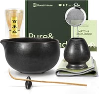 Maestri House matcha készlet 7 részes - kerámia tál, habverő, tartó, szita, kendő - bazaltfekete 1