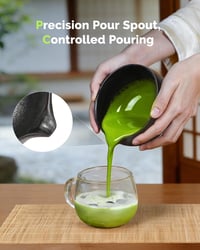 Maestri House matcha készlet 7 részes - kerámia tál, habverő, tartó, szita, kendő - bazaltfekete 4