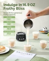 Maestri House Tejhabosító 500ml 4-in-1 Elektromos Tejhab Készítő 600W Érintéses Vezérlés Meleg Hideg Tej Latte Cappuccino 5
