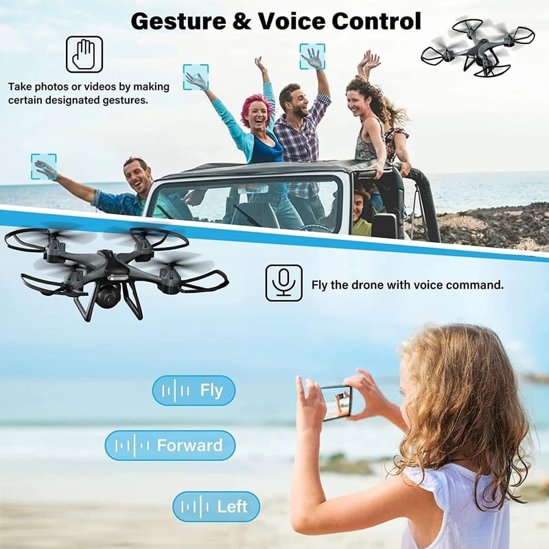 MAETOT 1080P HD Kamerás Drón - RC Quadcopter Kezdőknek és Haladóknak, Hang és Gesztus Vezérlés, 360° Flip Funkció, Applikációs Irányítás