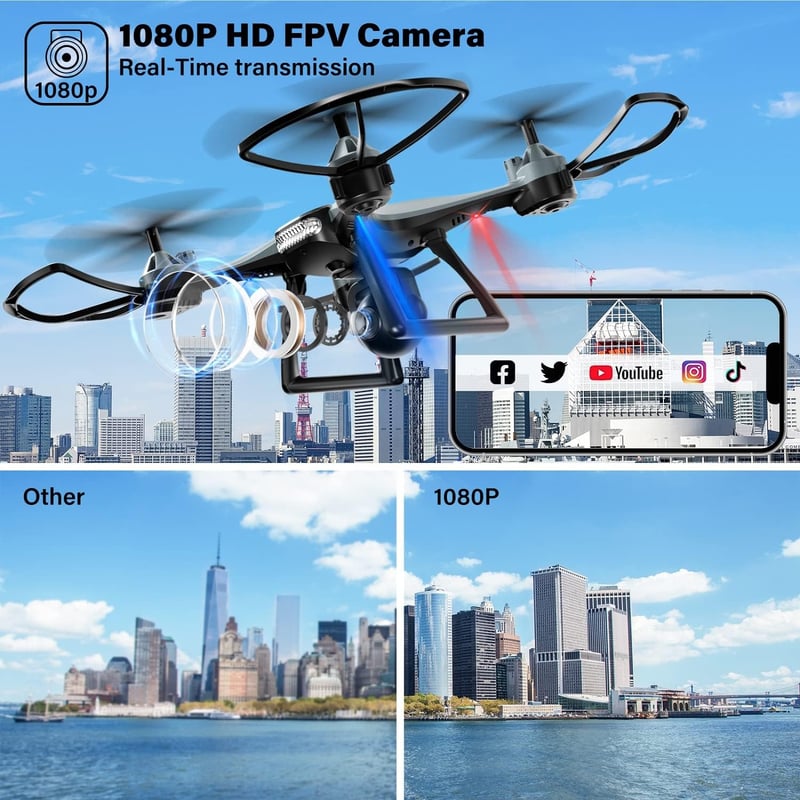 MAETOT 1080P HD Kamerás Drón - RC Quadcopter Kezdőknek és Haladóknak, Hang és Gesztus Vezérlés, 360° Flip Funkció, Applikációs Irányítás