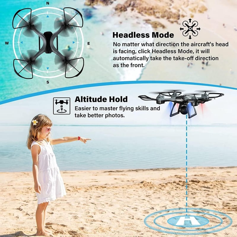 MAETOT 1080P HD Kamerás Drón - RC Quadcopter Kezdőknek és Haladóknak, Hang és Gesztus Vezérlés, 360° Flip Funkció, Applikációs Irányítás