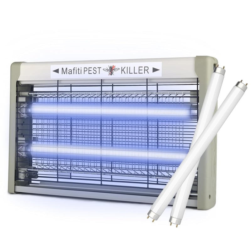 Mafiti Elektromos Rovarcsapda UV Fénnyel - 20W Szúnyogirtó, Légycsapda, Rovarölő Lámpa Konyhába, Otthonba, 54m² Hatóterület, Szürke