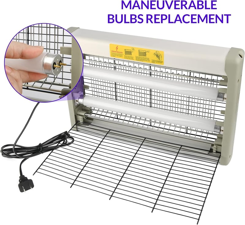 Mafiti Elektromos Rovarcsapda UV Fénnyel - 20W Szúnyogirtó, Légycsapda, Rovarölő Lámpa Konyhába, Otthonba, 54m² Hatóterület, Szürke