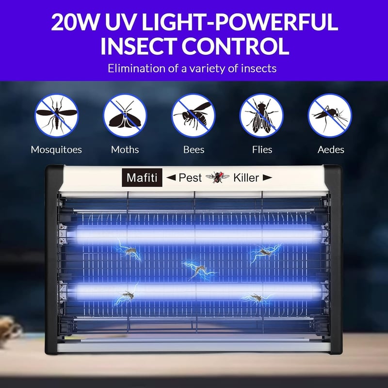 mafiti Elektromos Rovarirtó UV Fénnyel, Szúnyog és Legyirtó 20W