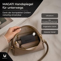 Oglindă manuală din oțel inoxidabil Magati cu mâner – Oglindă de buzunar compactă, set de 1 bucată 4