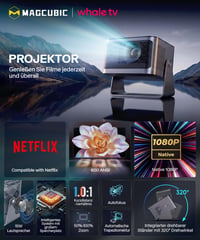 Inteligentný projektor Magcubic 4K s natívnym rozlíšením 1080P a podporou Netflixu na domáce kino 2