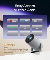 Magcubic Hordozható Mini Projektor 4K Támogatással, 200 ANSI, WiFi 6, Bluetooth 5.4, Android 14.0, Automatikus Keystone, 130 colos Vetítés 10