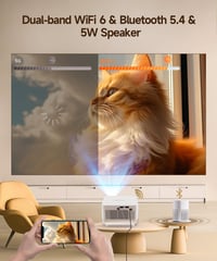Magcubic HY300max mini projektor 4K 8K, 260 ANSI, WiFi 6, BT 5.4, 360°+35° preklopni, automatski fokus, trapezoidna korekcija, kućno kino 4