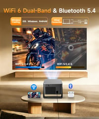 Mini projektor Magcubic HY350max, 4K 8K 1080P, Android 14, WiFi 6, Bluetooth 5.4, 600 ANSI, automatické zaostrovanie, 12W reproduktor, otočný o 180°, inteligentné domáce kino 2