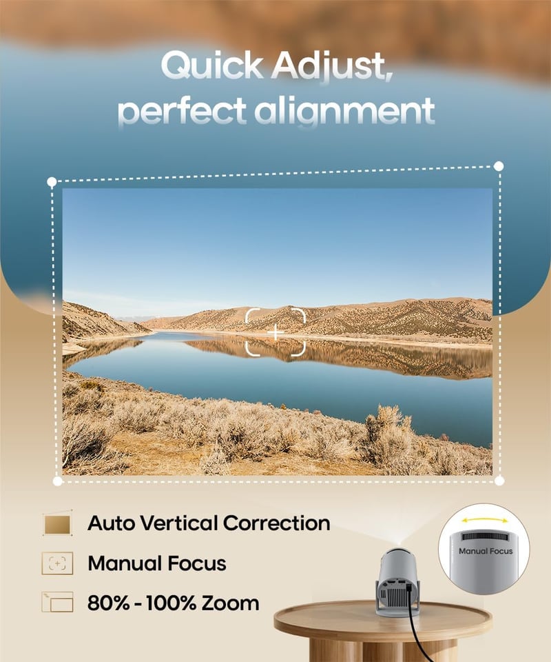 Magcubic Mini projektor 4K Smart WiFi 6 BT 5.4, Full HD 1080P, 200 ANSI 8000L, automata trapézkorrekció, szürke