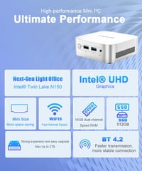 Magcubic N150 Mini PC 4 magos 16GB RAM 512GB SSD Windows 11 4K 3