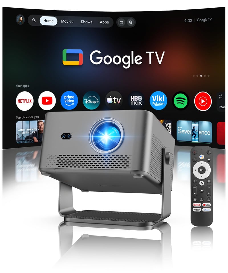Inteligentný projektor Magcubic 1080P Full HD Native 800 ANSI s Google TV, integrovanými oficiálnymi aplikáciami a prenosným WiFi vysielaním