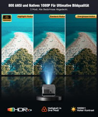 Inteligentný projektor Magcubic 1080P Full HD Native 800 ANSI s Google TV, integrovanými oficiálnymi aplikáciami a prenosným WiFi vysielaním 4