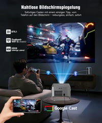 Inteligentný projektor Magcubic 1080P Full HD Native 800 ANSI s Google TV, integrovanými oficiálnymi aplikáciami a prenosným WiFi vysielaním 6