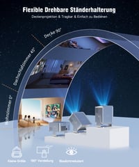 Inteligentný projektor Magcubic 1080P Full HD Native 800 ANSI s Google TV, integrovanými oficiálnymi aplikáciami a prenosným WiFi vysielaním 9