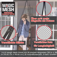 Magic Mesh Elite magnetska zavjesa protiv komaraca za vrata – ojačani šavovi, jaki skriveni magneti, zaštita od insekata, za dimenzije do 99 x 211 cm 2