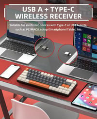 MAGIC-REFINER RK68 Wireless Mechanikus Gamer Billentyűzet 60% Hot Swap Piros Switch 4