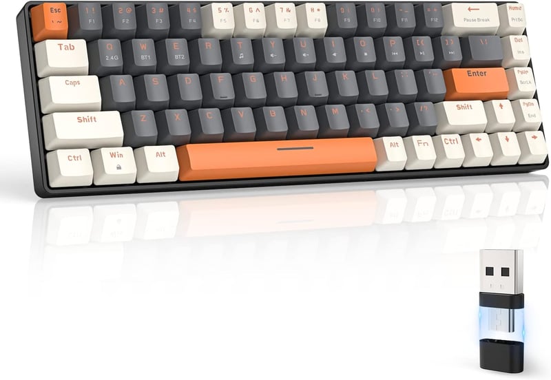 MAGIC-REFINER RK68 Wireless Mechanikus Gamer Billentyűzet 60% Hot Swap Piros Switch