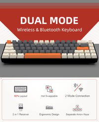 MAGIC-REFINER RK68 Wireless Mechanikus Gamer Billentyűzet 60% Hot Swap Piros Switch 2