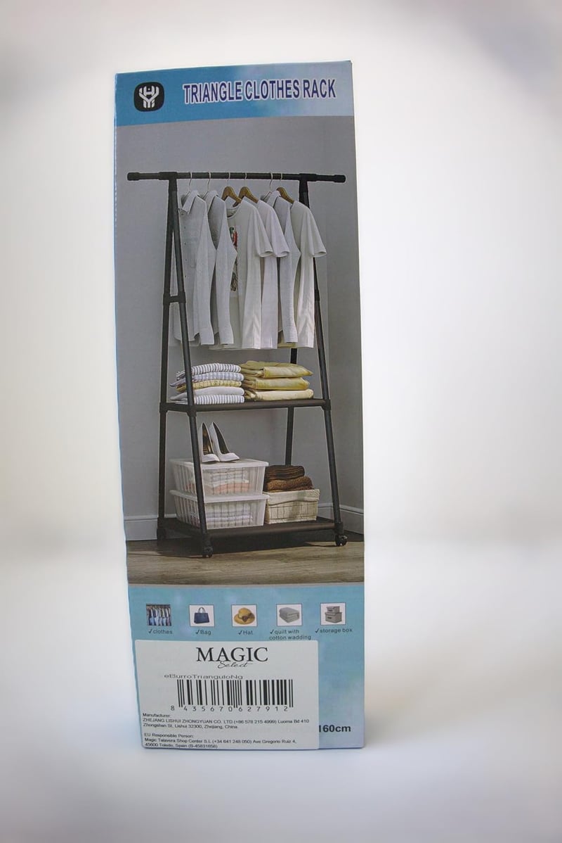 MAGIC SELECT Háromszögletű Ruhaállvány 2 Szövetpolccal és Felső Rúddal