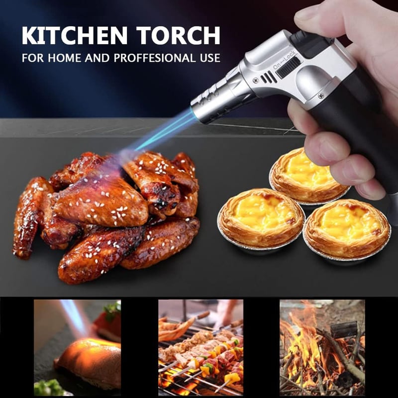 MAGIC SELECT Újratölthető Konyhai Gázperzselő Biztonsági Zárral - Crème Brûlée, Desszertek, Grillezés, Kempingezés - 1300°C Hőmérséklet