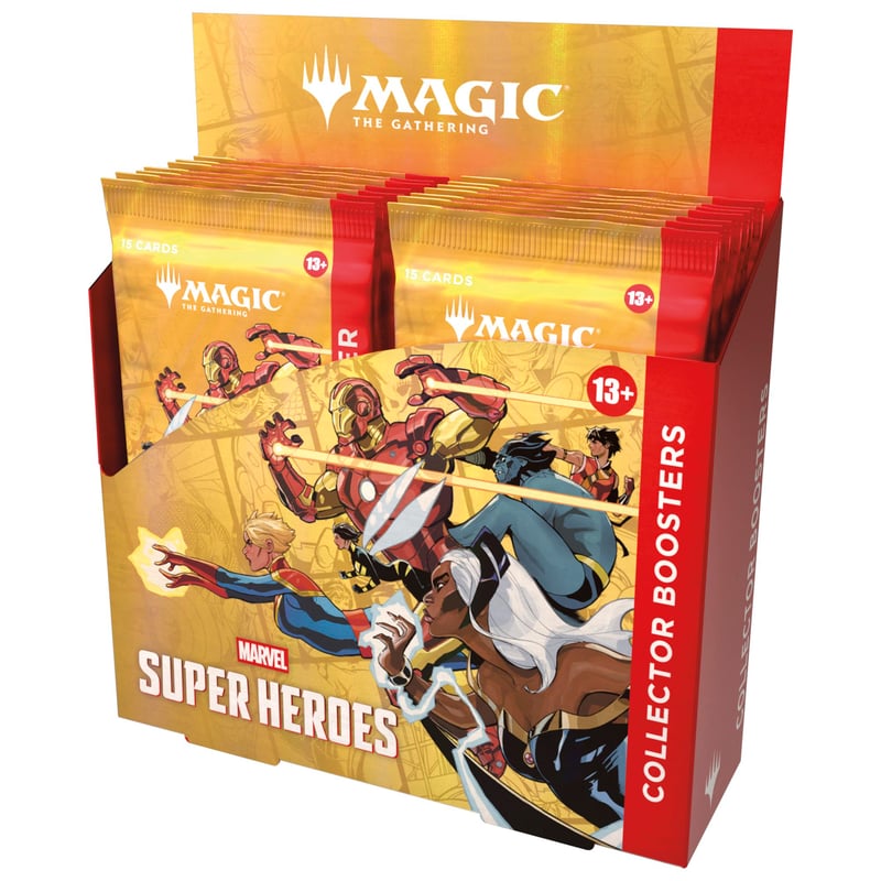 Magic: The Gathering Marvel Super Heroes Collector Booster Box – Zberateľská kartová hra, 12 balíčkov