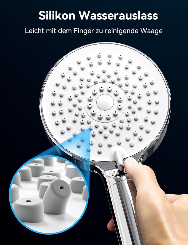 Magichome Zuhanyfej 20 Rétegű Szűrővel Víztakarékos Kézi Zuhany 5 Sugártípus Nagy Nyomás Kemény Víz Ellen Fehér Króm