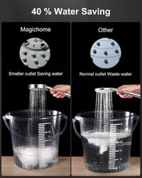 Magichome Zuhanyfej 2m Tömlővel, Víztakarékos Kézi Zuhany 5 Sugártípussal, Nagy Nyomású Turbó Technológia, Szürke Króm 3