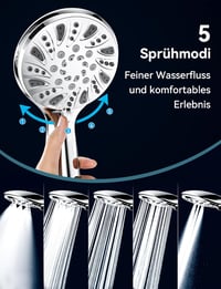 Magichome Zuhanyfej Nagy Nyomású Kézi Zuhany 5 Sugártípus Víztakarékos Króm Bevonatú Modern Kerek Forma 1,5m Tömlő 3