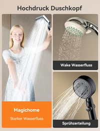Magichome Zuhanyfej Nagy Nyomású Kézi Zuhany 6 Sugártípussal Víztakarékos Esőzuhany Króm Fekete Modern 2